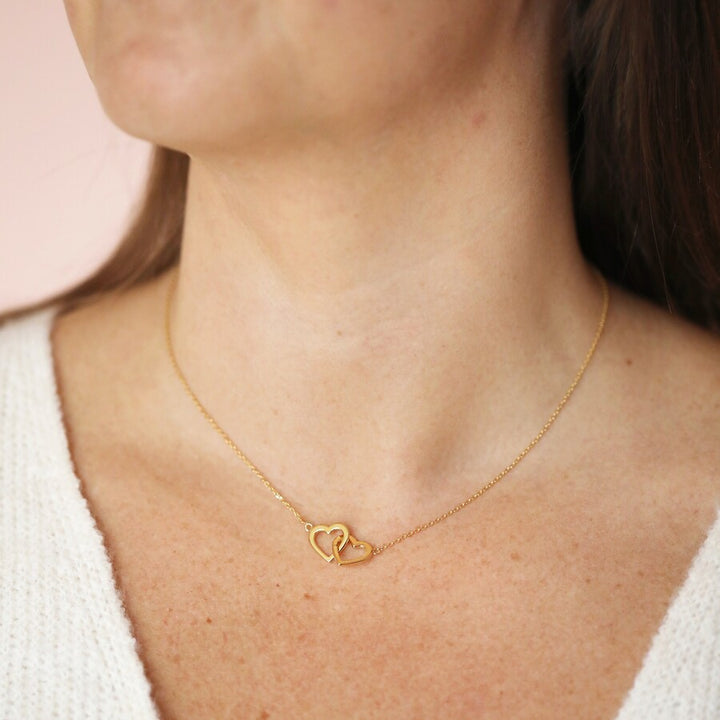 Little Interlocking Hearts Necklace in Gold