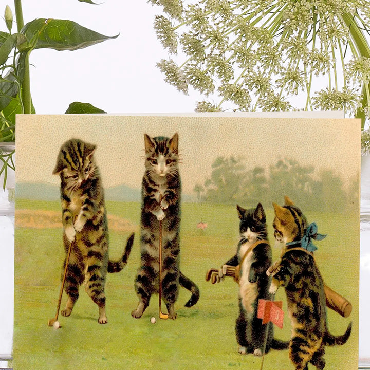On the Golf Course Cats Mini Blank Card