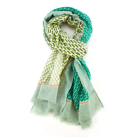Geometric Patterns Scarf Green