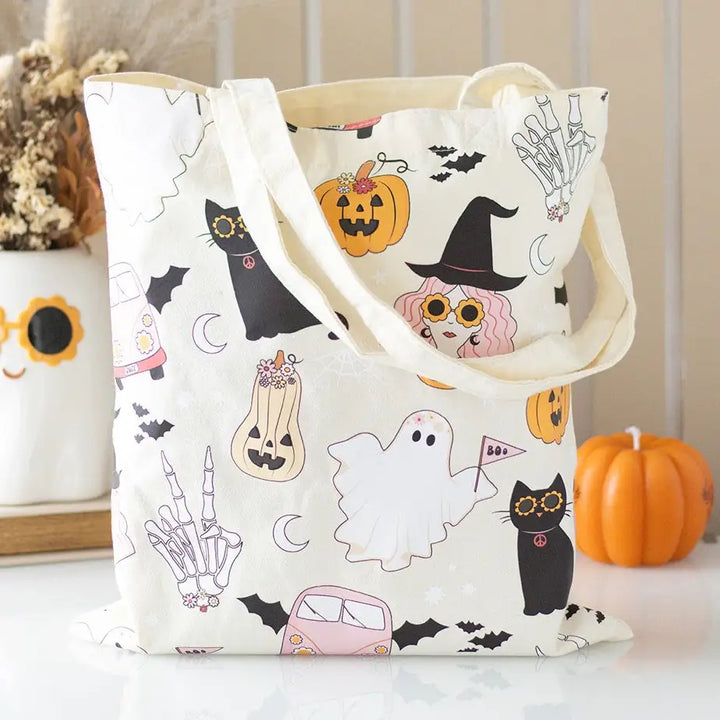 Groovy Ghost Halloween Tote Bag