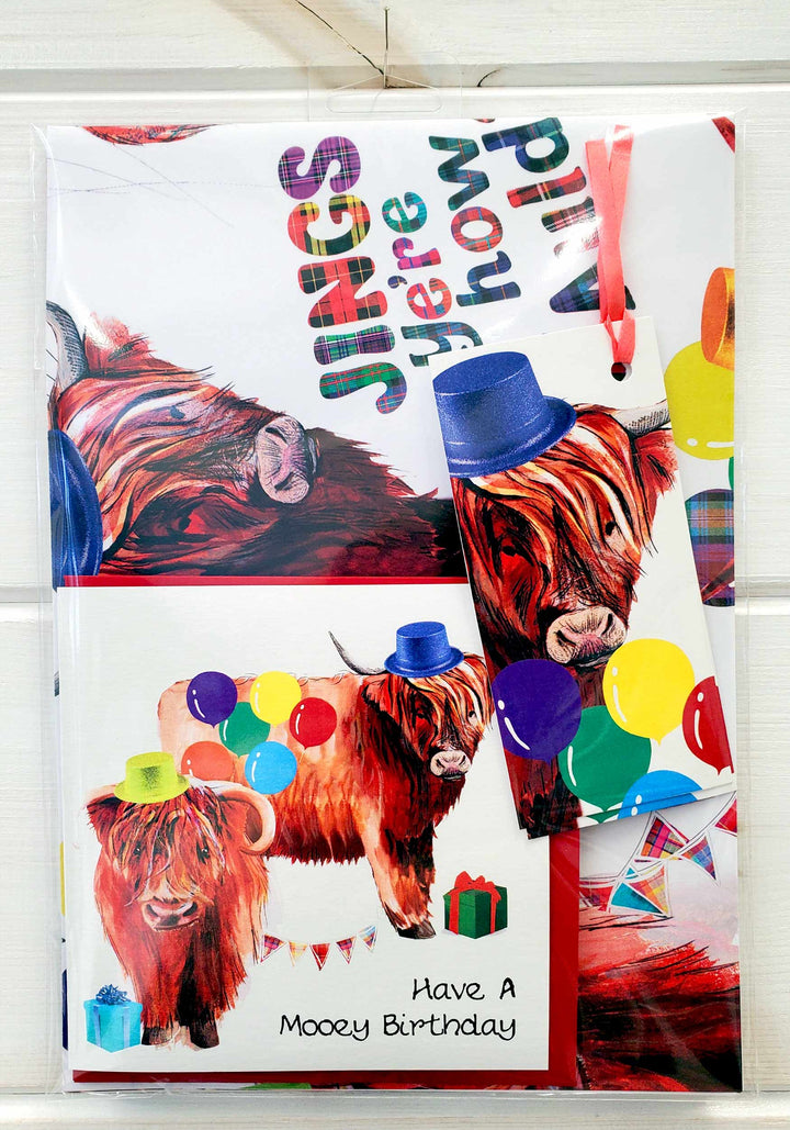 Party Coos Gift Wrap, Birthday Card & Tag Set