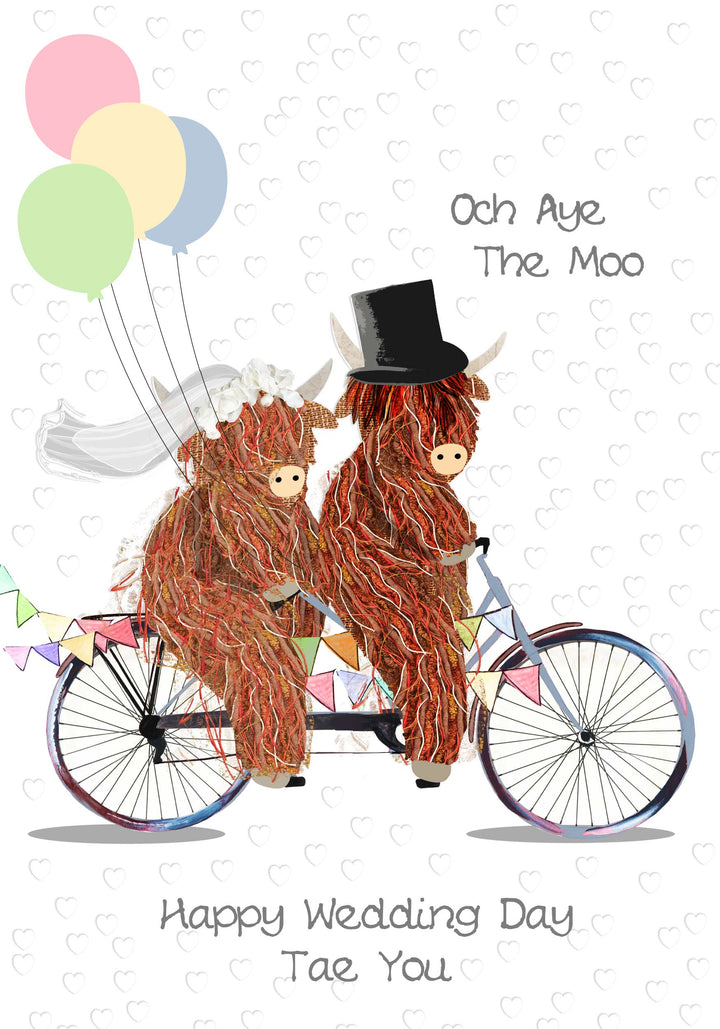 Och Aye The Moo Highland Coos Wedding Card