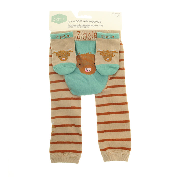 Highland Cow Baby Leggings and Socks Set
