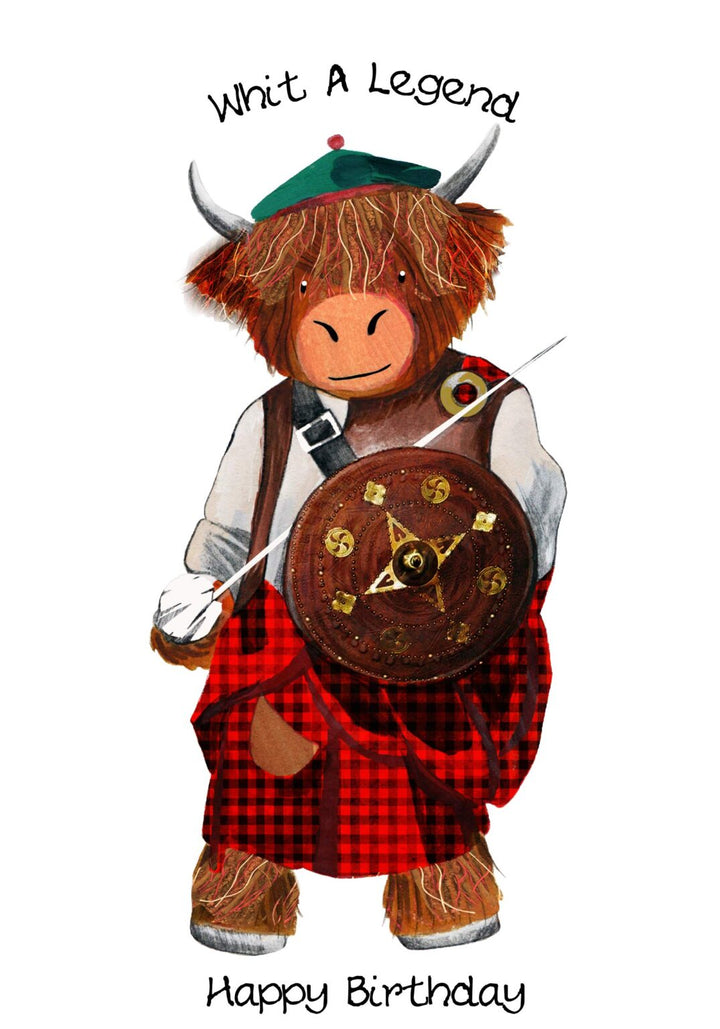 Happy Birthday Highland Coo Legend Card