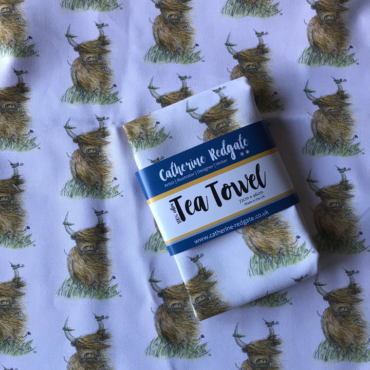 Windswept Highland Coo Tea Towel