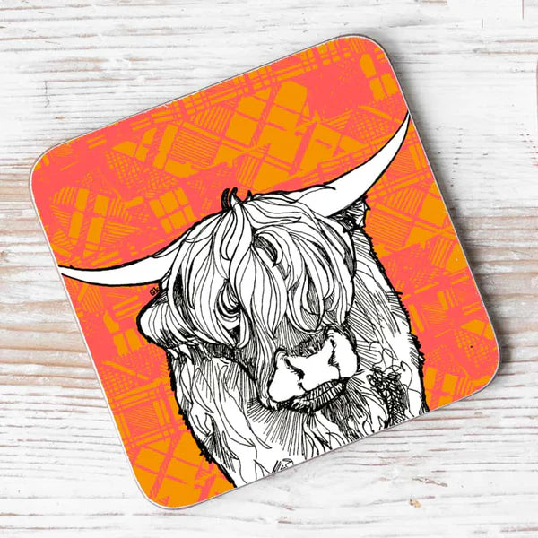 Tartan Highland Cow Coaster