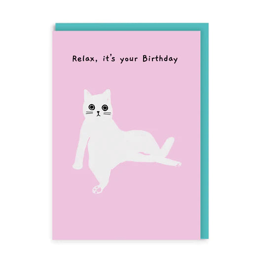 Relax It's Your Birthday Ken the Cat Card
