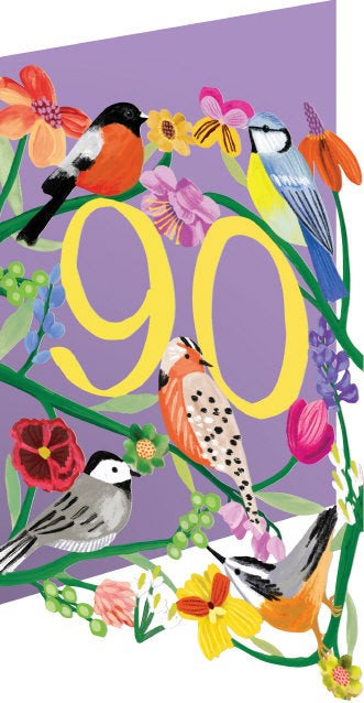 Floral 90th Birthday Lasercut Card