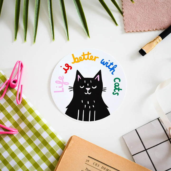 Life Is Better with Cats - Colourful Vinyl Sticker