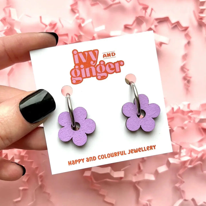 Lilac Wooden Flower Hoops