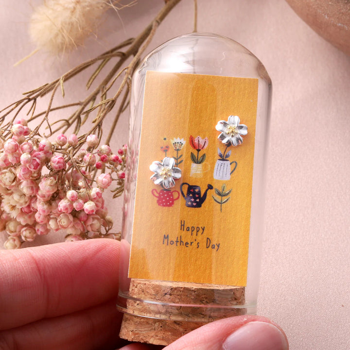 5 Petal Flower Mothers Day Earrings in Bottle