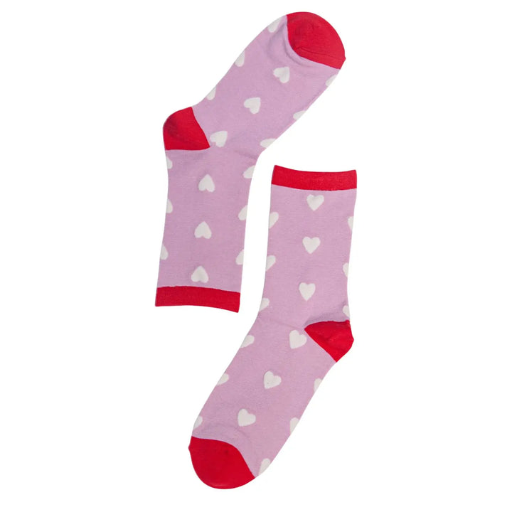 Womens Bamboo Socks Pink Love Hearts Ankle Socks