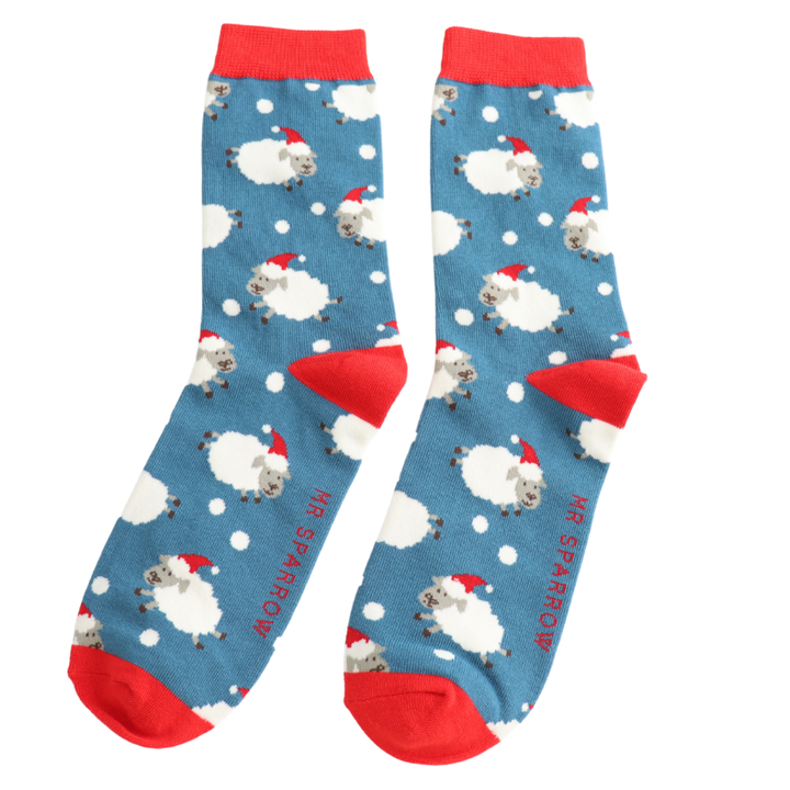 Men's Bamboo Socks - Festive Sheep