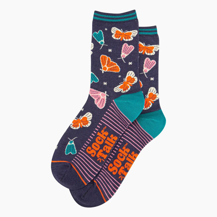 Women's Moths & Stars Print Bamboo Socks Navy