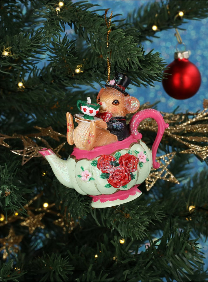 Mouse in Teapot Resin Decoration