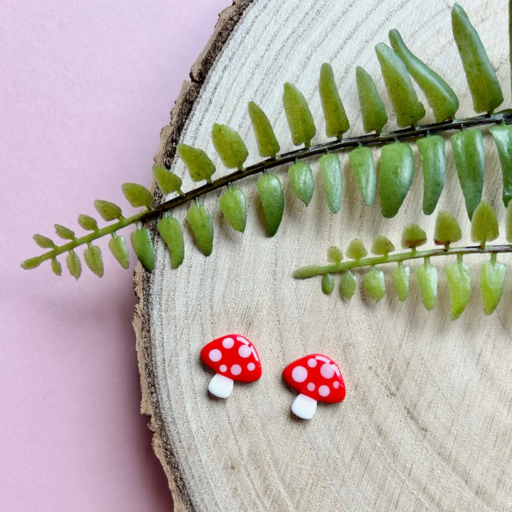 Little Mushroom Clay Stud Earrings