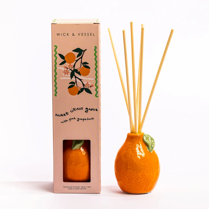 Ceramic Orange, Citrus Grove Scented 100ml Diffuser – Rua