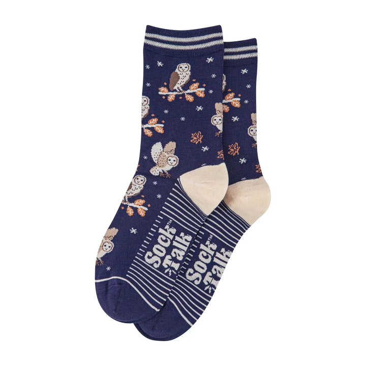 Barn Owls Navy Bamboo Ladies Socks