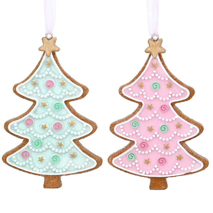 Resin Pastel Gingerbread Tree Decoration