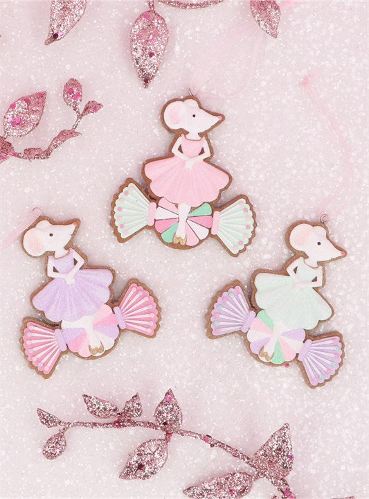 Resin Pastel Gingerbread Mouse Decoration