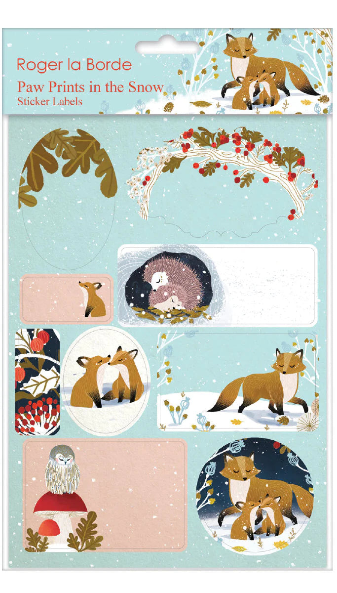 Paw Prints In The Snow Sticker Labels
