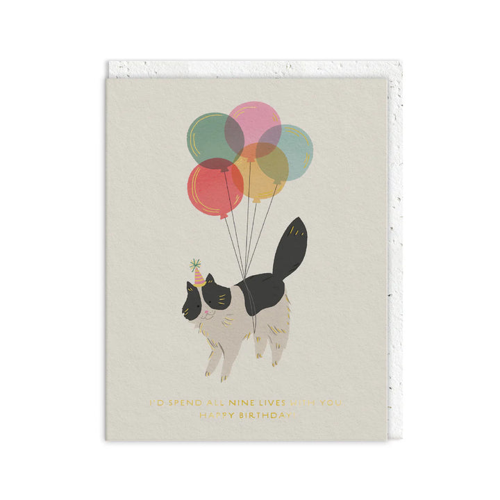 9 Lives Cat Birthday Card With Plantable Envelope