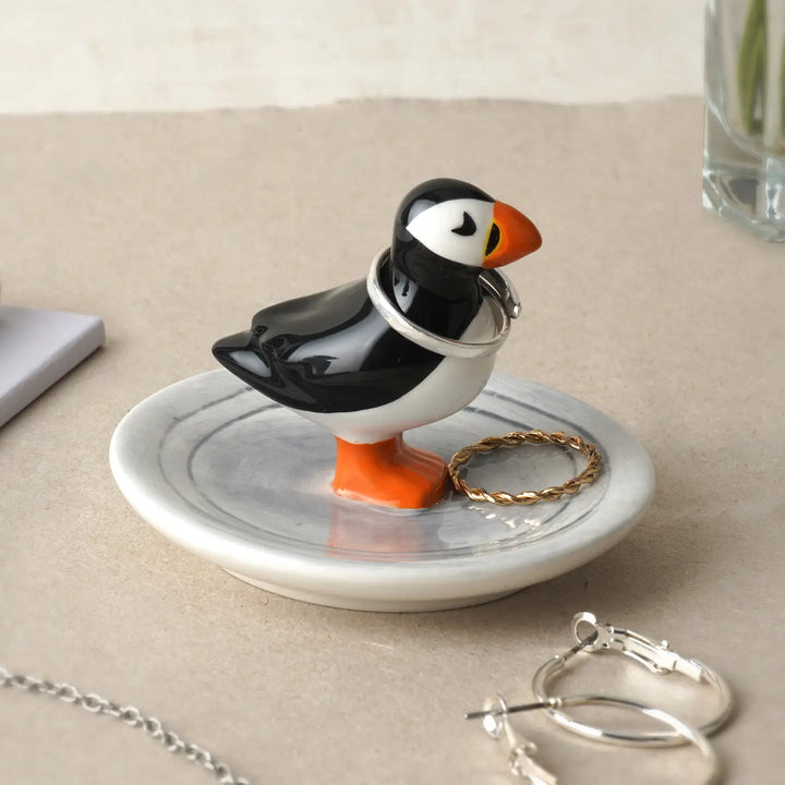 Ceramic Puffin Ring Holder in Gift Box