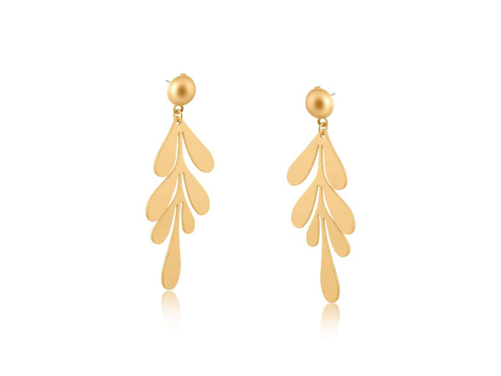 Selena Leaf Statement Drop Earrings Gold