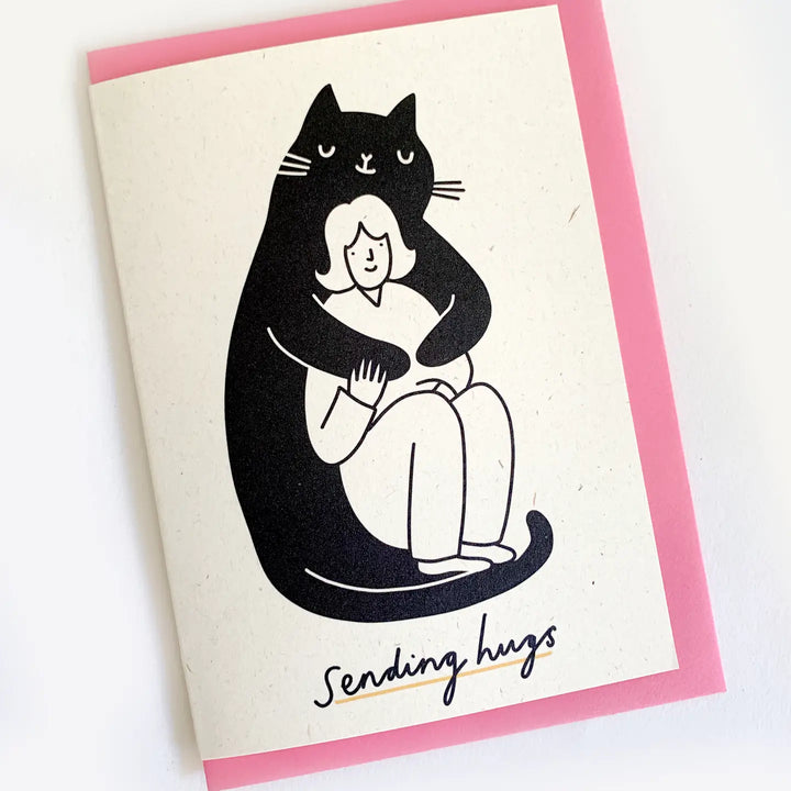 Giant Cat Sending Hugs Greeting Card