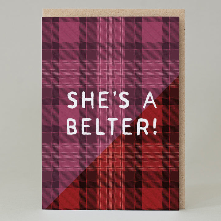 She's a Belter! Tartan Card