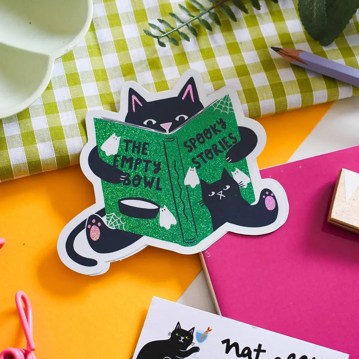 Spooky Stories - Glitter Cat  Vinyl Sticker