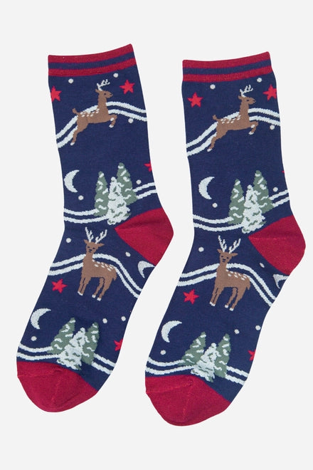 Women's Christmas Reindeer Xmas Tree Novelty Ankle Socks