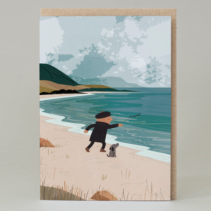 Hebridean Beach Stick Throwing Card