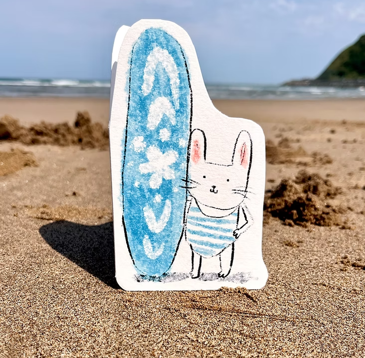Surfer Bunny Blank Card