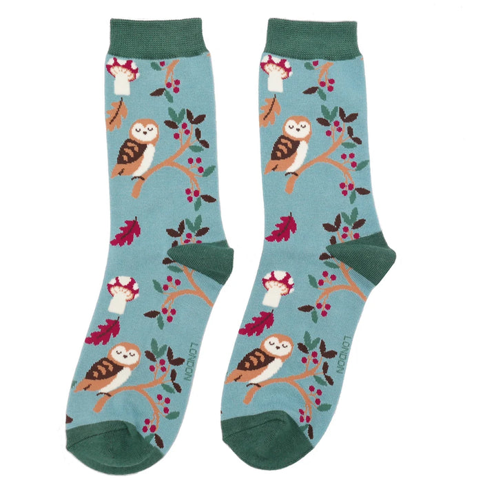 Women's Teal Woodland Bamboo Socks