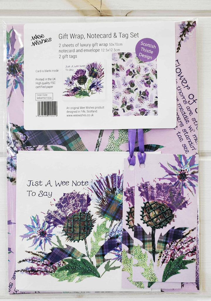 Scottish Thistle Gift Wrap, Notecard & Tag Set