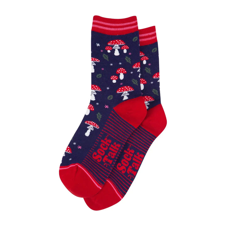 Women's Toadstools Navy & Red Bamboo Socks