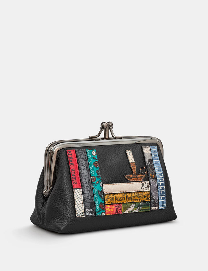 Dickens Bookworm Black Triple Frame Purse