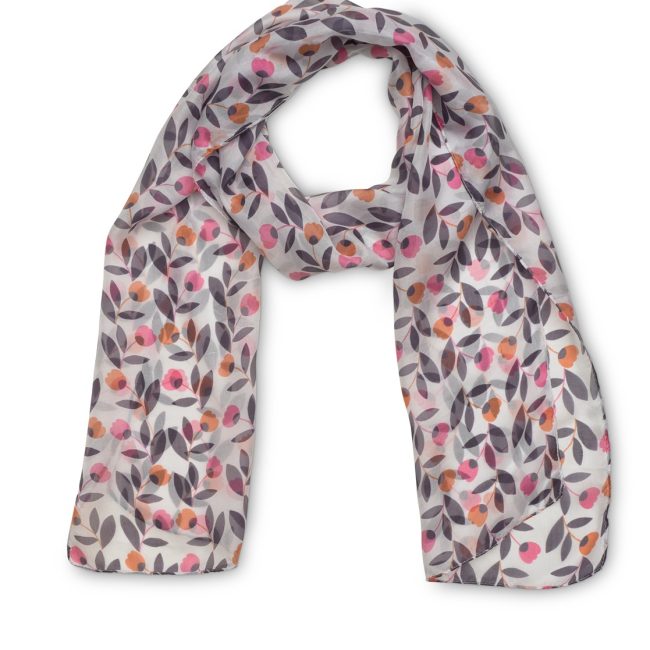 PRINTED SILK SCARF – TULIP PINK/ORANGE