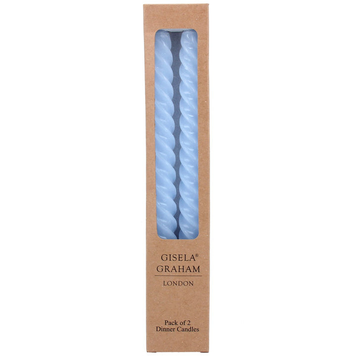 Box of 2 Pastel Blue Taper Twist Candles
