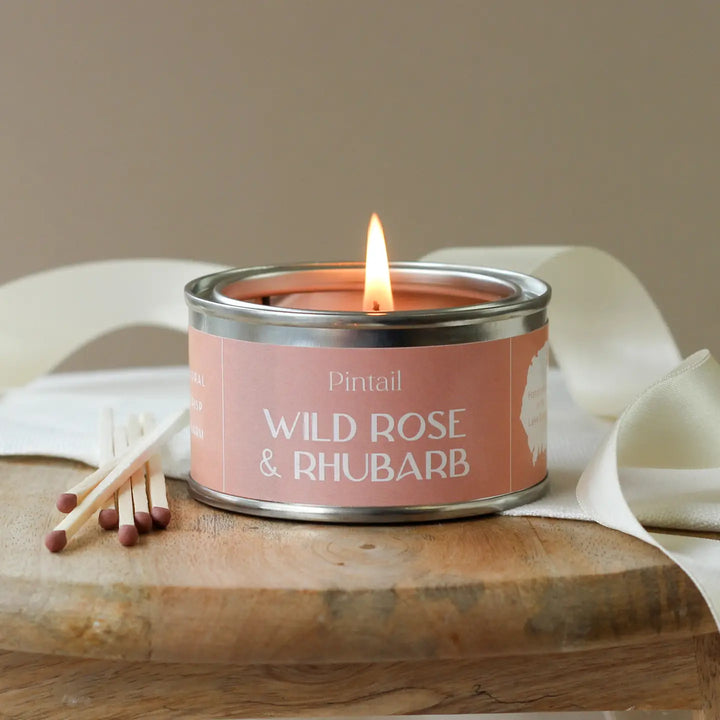 Wild Rose & Rhubarb Paint Pot Small Tin Candle