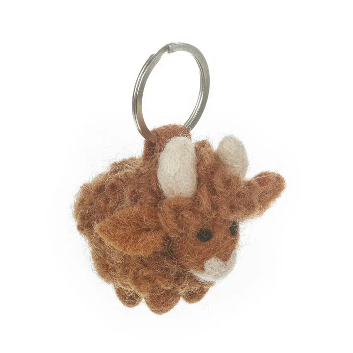 Handmade Felt Highland Cow Keyring Accessory