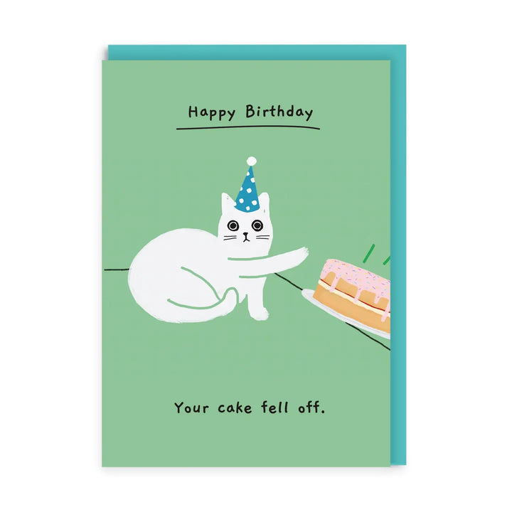 Your Cake Fell Off Ken The Cat Birthday Card