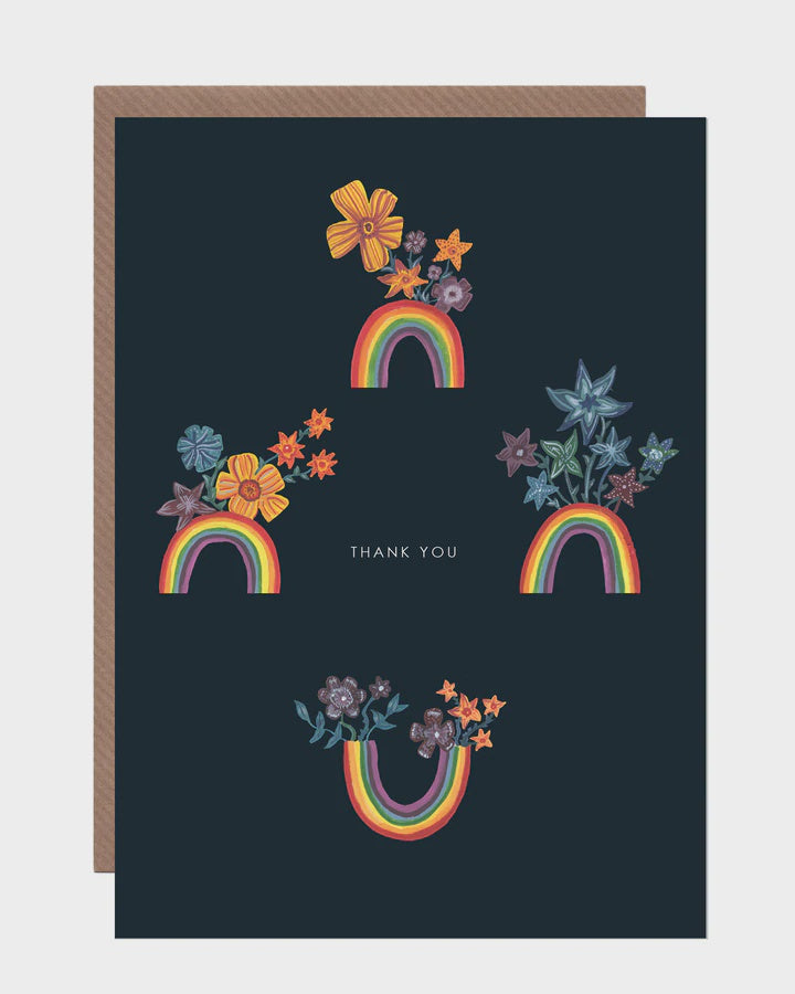 Rainbow Floral Thank You Card