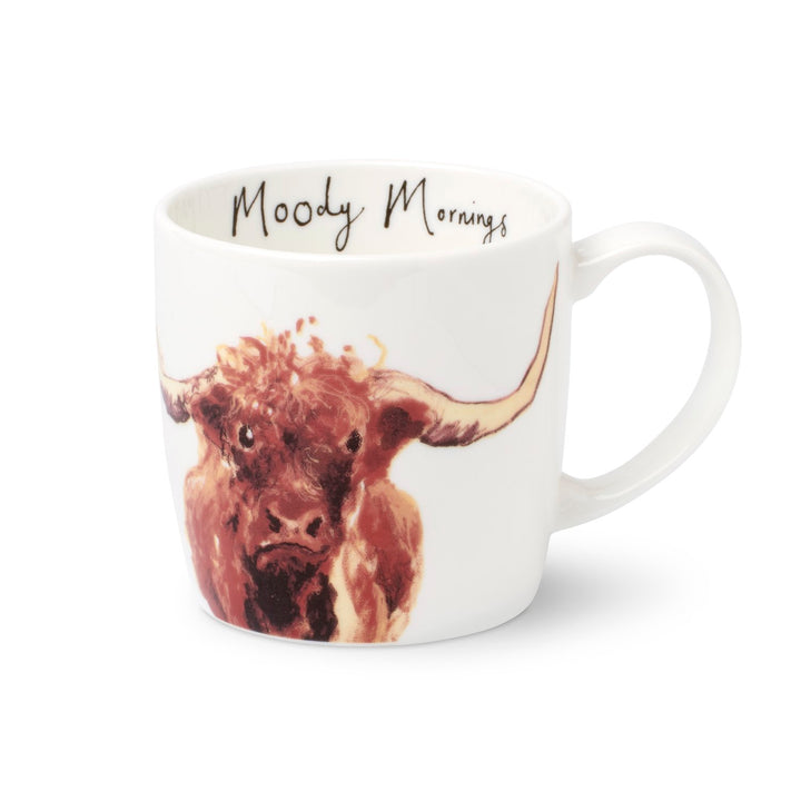 Anna Wright Moody Mornings Highland Cow Mug