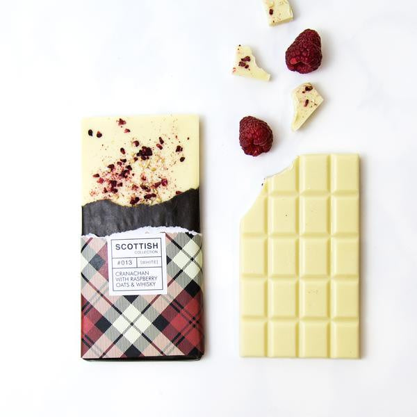 Cranachan Scottish White Chocolate Bar With Raspberry & Oats