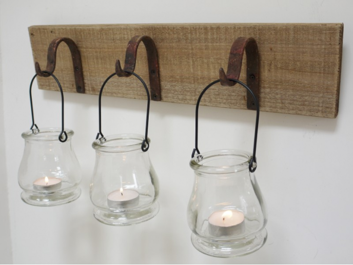 Rustic Wall Hanging Tealight Holder With Jars