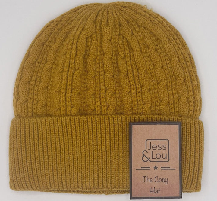 Mustard Cable Knit Beanie