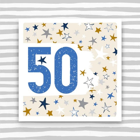 Blue 50th Birthday Card