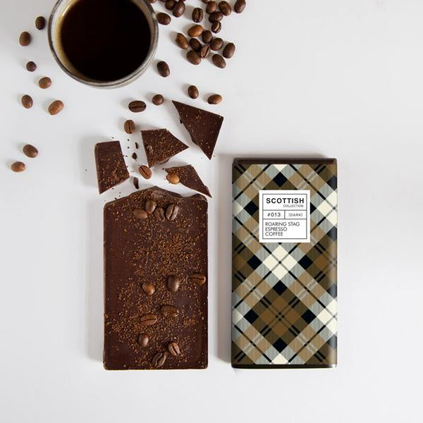 Scottish Roaring Stag Espresso Coffee Dark Chocolate Bar